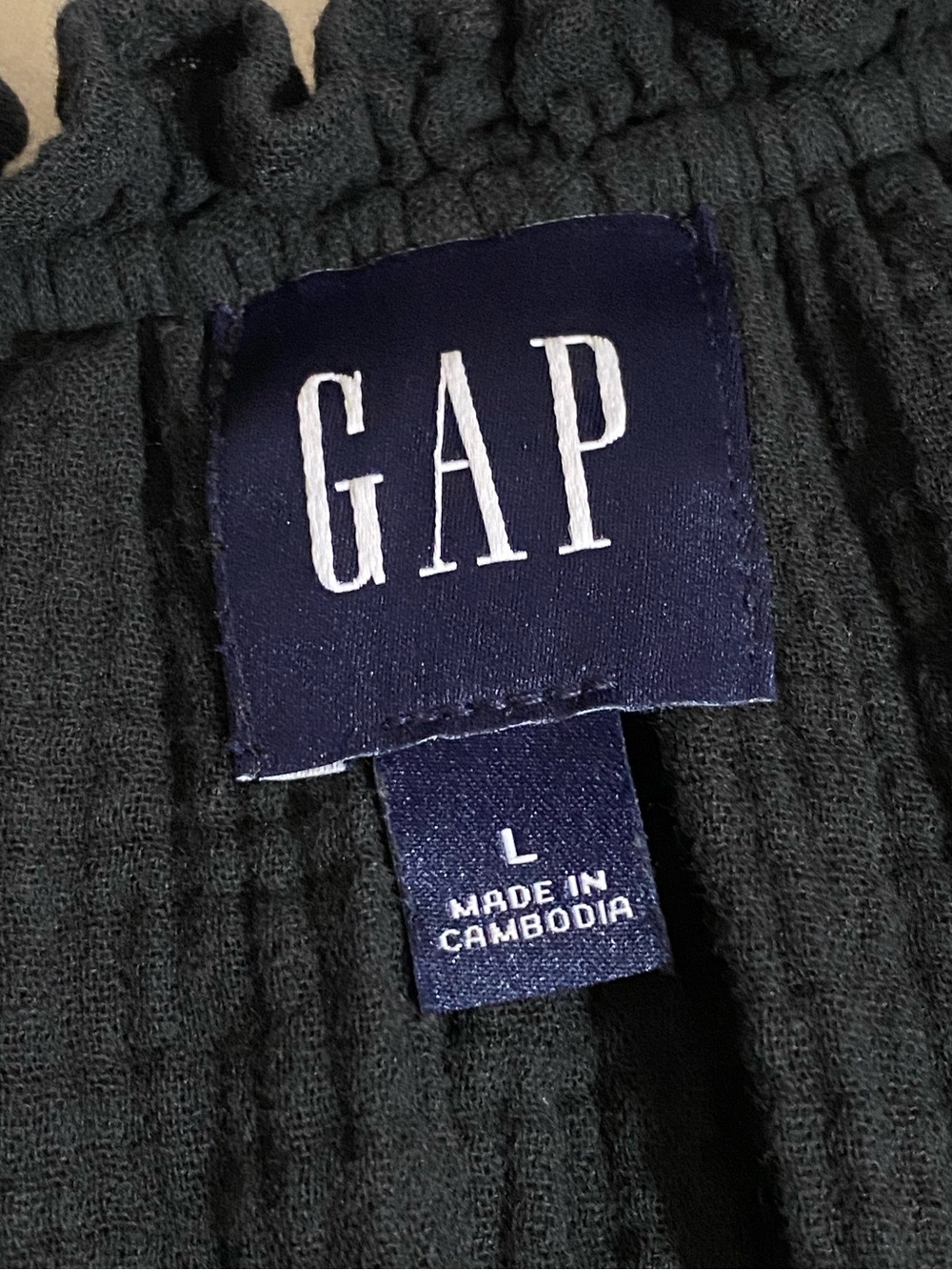 GAP Black Gauze Dress L 100% Cotton Beachy Boho Resort Coastal Relaxed Pockets - Picture 8 of 9